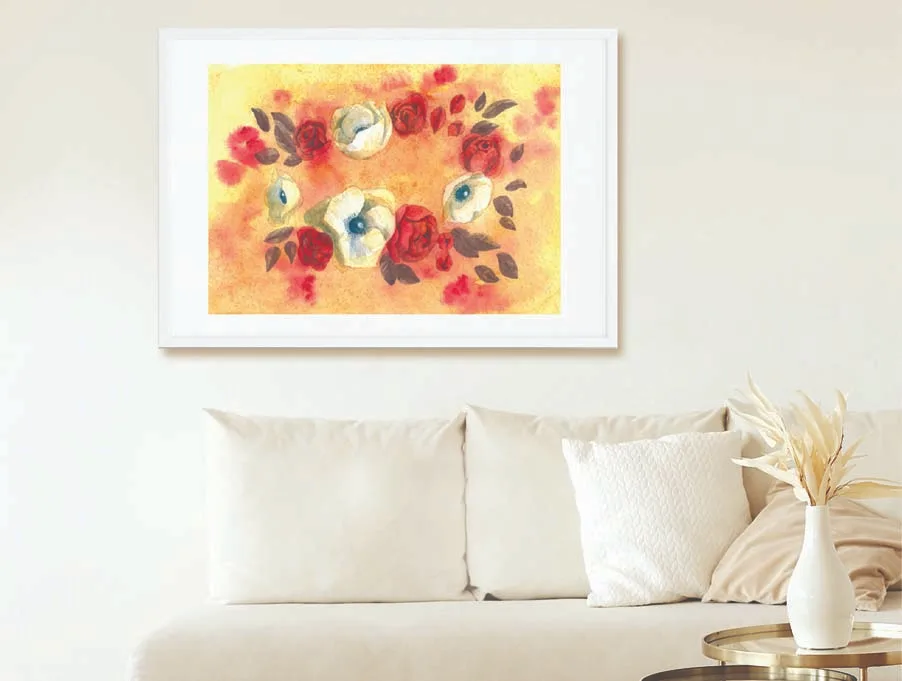 Arcytwór obraz z różami i makami plakat